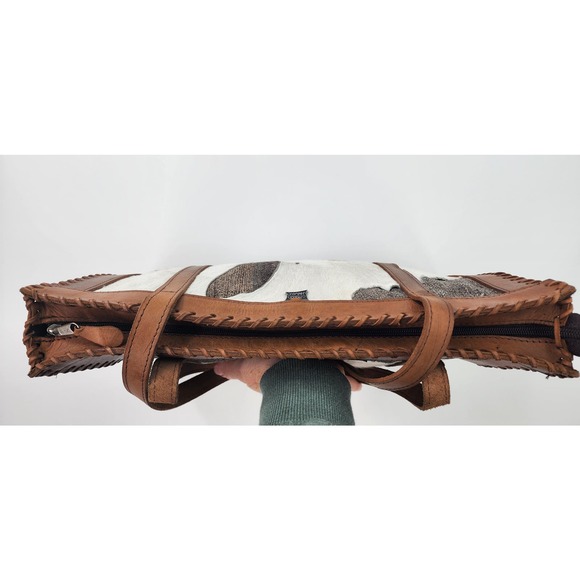 Gitano Urbano Collection Tote Purse Calf Hair Handmade Leather Brown - Picture 9 of 12